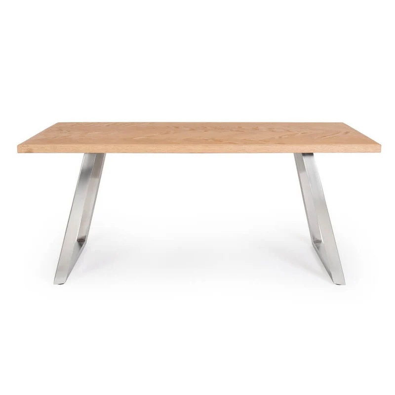 Tavolo da Pranzo Piano in Legno e Gambe in Acciaio 180x90 - GRIFFIN