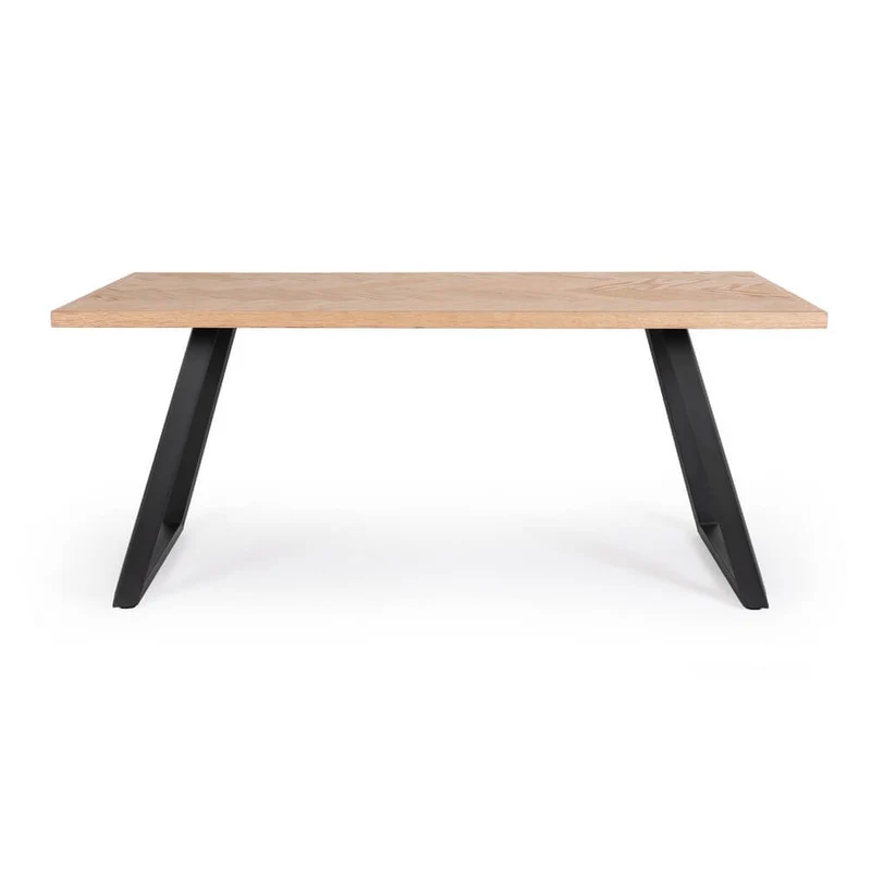 Tavolo da Pranzo in MDF Impiallacciato con Gambe in Acciaio 180x90 - GRIFFIN