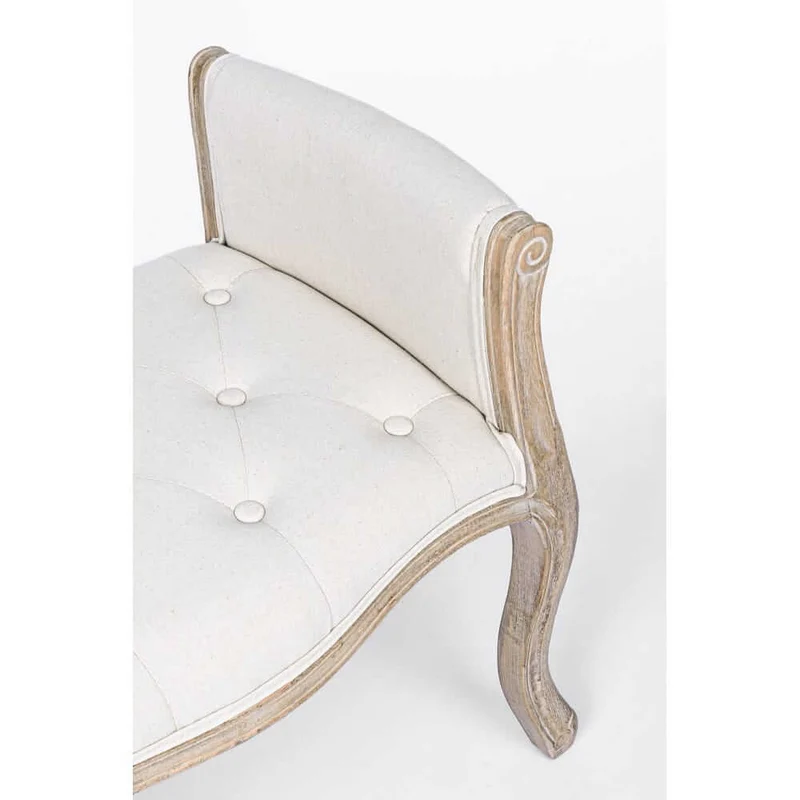 Set di 2 Panche Imbottite in Tessuto con Struttura in Legno Stile Classico - GRETA
