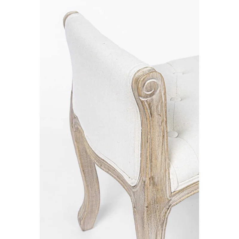 Set di 2 Panche Imbottite in Tessuto con Struttura in Legno Stile Classico - GRETA
