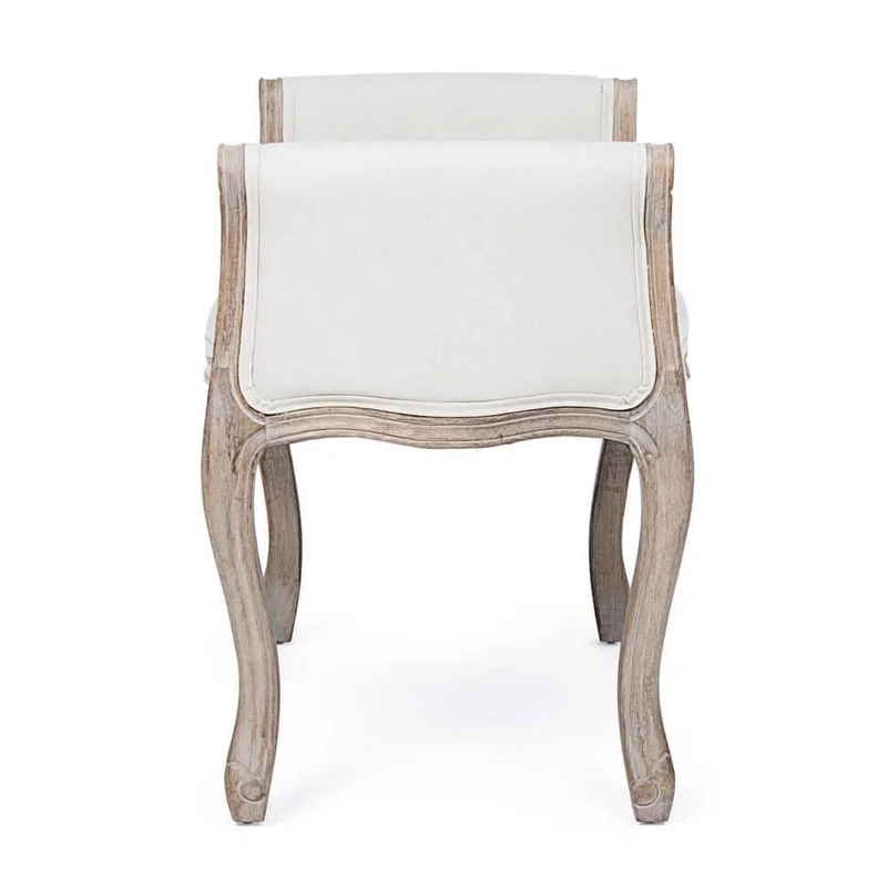 Set di 2 Panche Imbottite in Tessuto con Struttura in Legno Stile Classico - GRETA