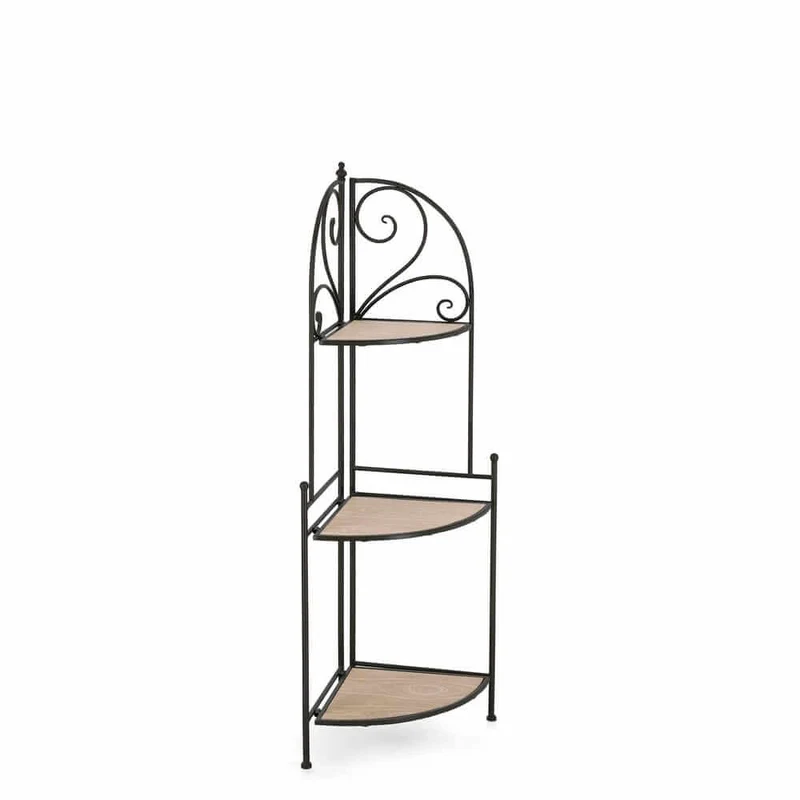 Angoliera 3 Piani in Metallo Nero e MDF Stile Romantico - GISELLE