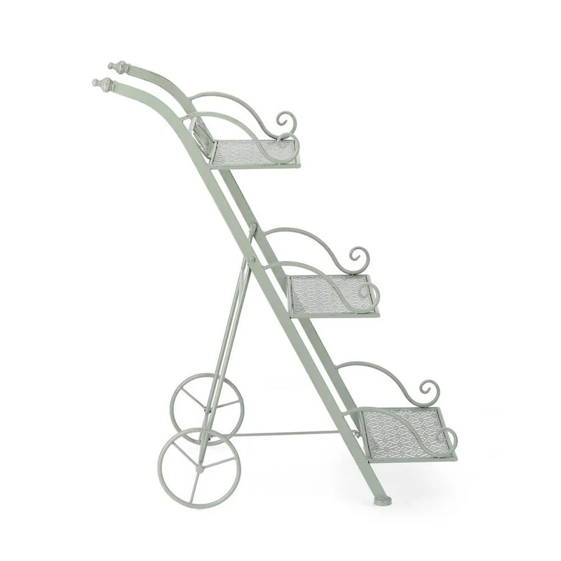 Set di 4 Porta Fiori 3 Piani in Acciaio con Ruote Stile Romantico - GIANNA