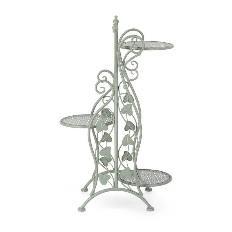 Set di 3 Porta Fiori in Acciaio con 4 Piani Rotondi Stile Romantico - GIANNA
