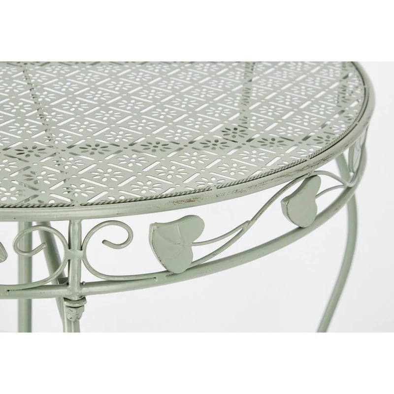 Set di 2 Consolle Mezzaluna in Acciaio Verde Salvia con Decori Floreali - GIANNA