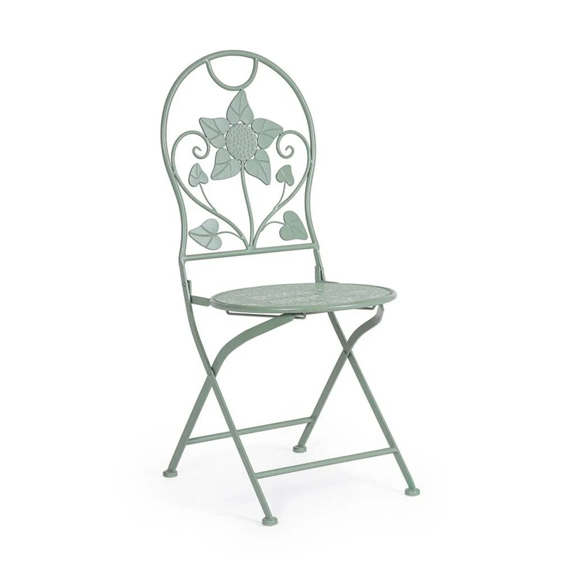 Set di 2 sedie pieghevoli da giardino in acciaio con decoro floreale - GIANNA