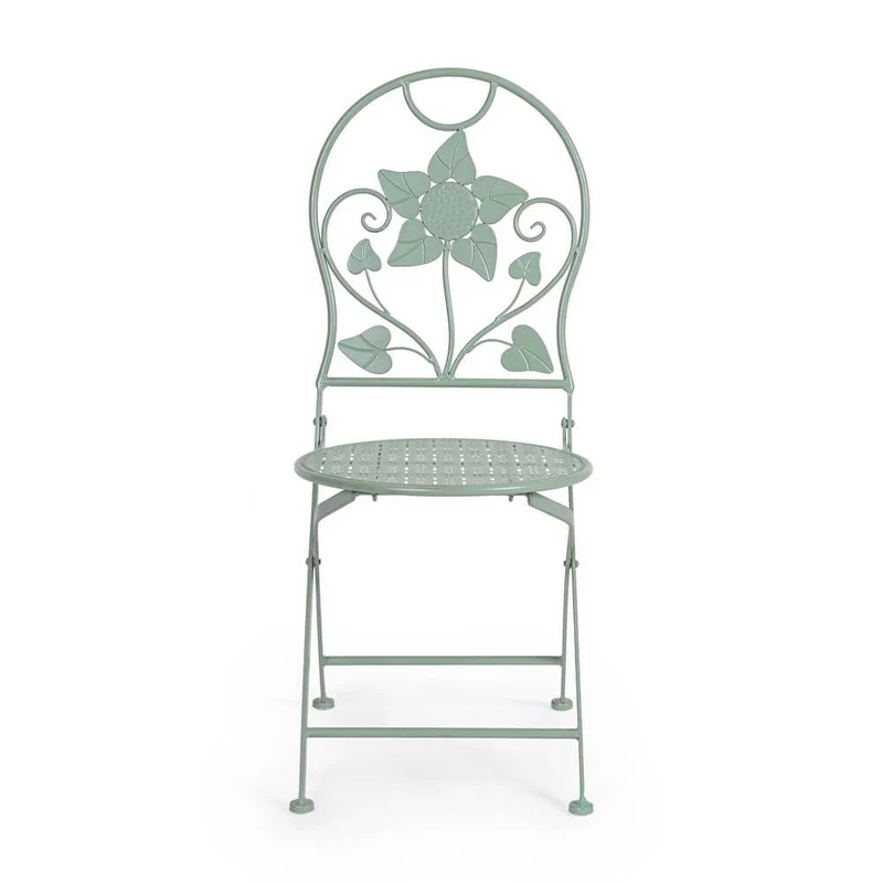 Set di 2 sedie pieghevoli da giardino in acciaio con decoro floreale - GIANNA