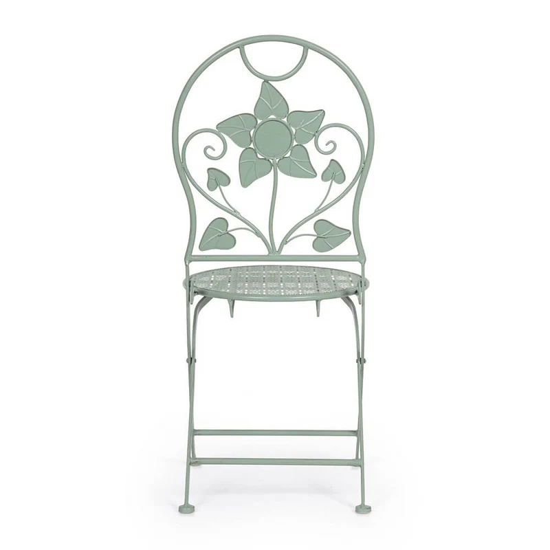 Set di 2 sedie pieghevoli da giardino in acciaio con decoro floreale - GIANNA
