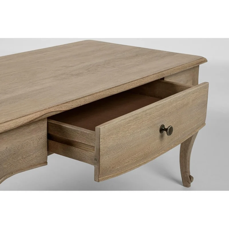 Tavolino da Salotto in Legno di Mango con 1 Cassetto Stile Classico - DOMINIQUE