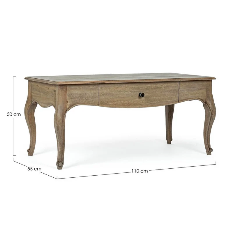 Tavolino da Salotto in Legno di Mango con 1 Cassetto Stile Classico - DOMINIQUE