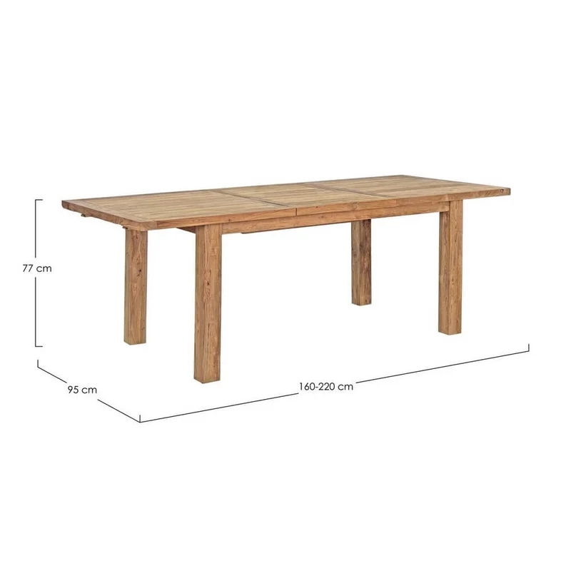 Tavolo Allungabile in Teak Riciclato Rustico 160-220 cm - ABUNDANCE