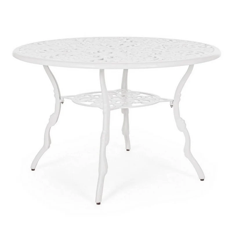 Tavolo da Giardino Rotondo in Alluminio Pressofuso con Decori - REGENCY
