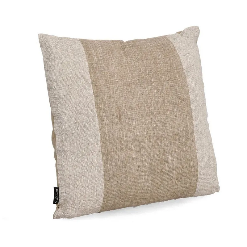 Cuscino Decorativo in Cotone e Viscosa con Fascia Intrecciata 45x45 Naturale - MANPUR