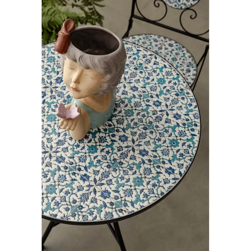 Tavolo da Esterno Rotondo in Acciaio con Piano in Ceramica - MYTHICAL