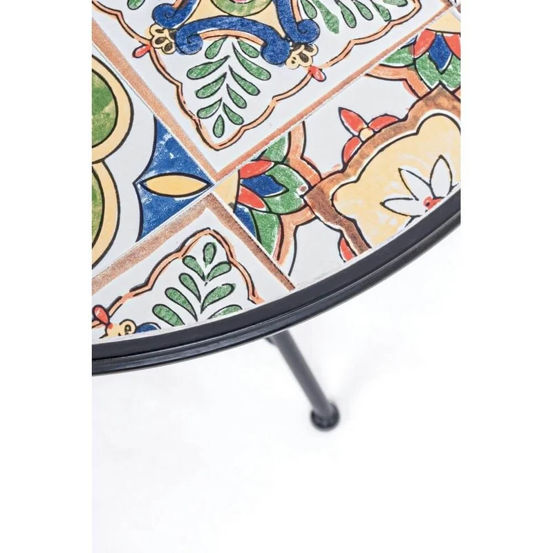 Tavolo da Esterno Rotondo in Acciaio con Piano in Ceramica - MYTHICAL
