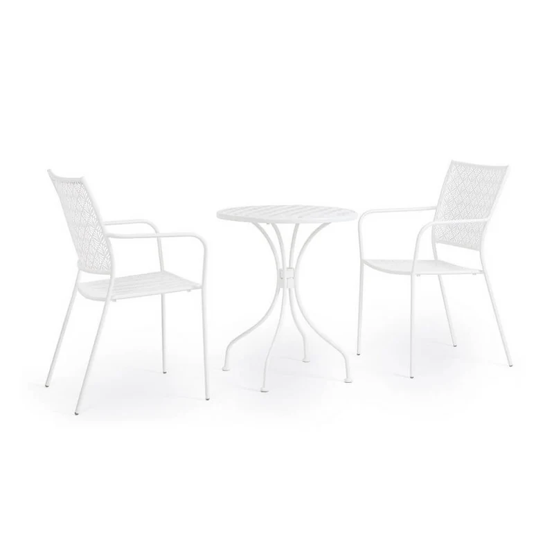 Tavolo rotondo da esterno in acciaio verniciato bianco opaco - LUXURIA