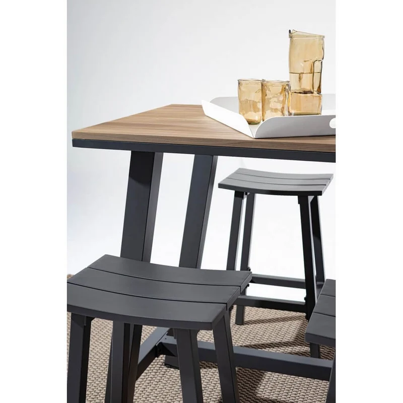 Tavolo bar alto da esterno in alluminio effetto legno 131x73 cm - NAVIGATOR
