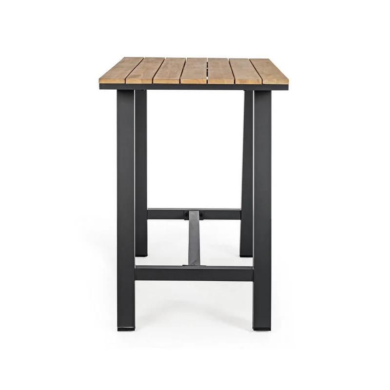 Tavolo bar alto da esterno in alluminio effetto legno 131x73 cm - NAVIGATOR