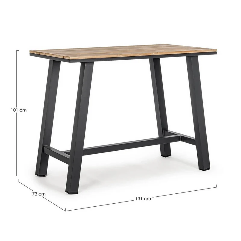 Tavolo bar alto da esterno in alluminio effetto legno 131x73 cm - NAVIGATOR