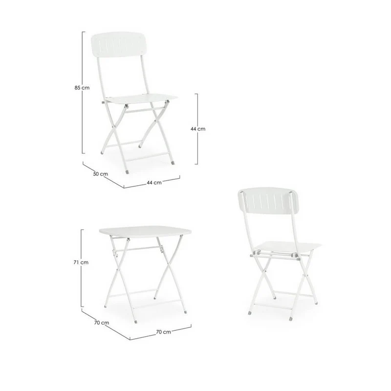 Set da 3 pezzi tavolo e sedie pieghevoli da giardino in acciaio - VIBRANT