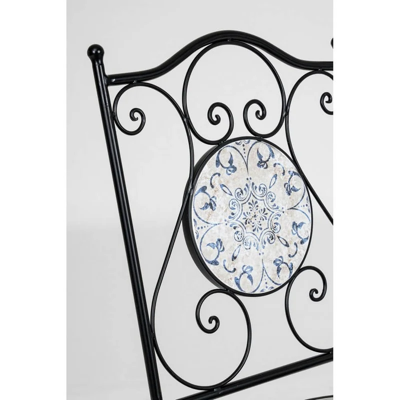 Set da 3 pezzi tavolo quadrato e sedie pieghevoli in acciaio con ceramica da esterno - BYZANTINE