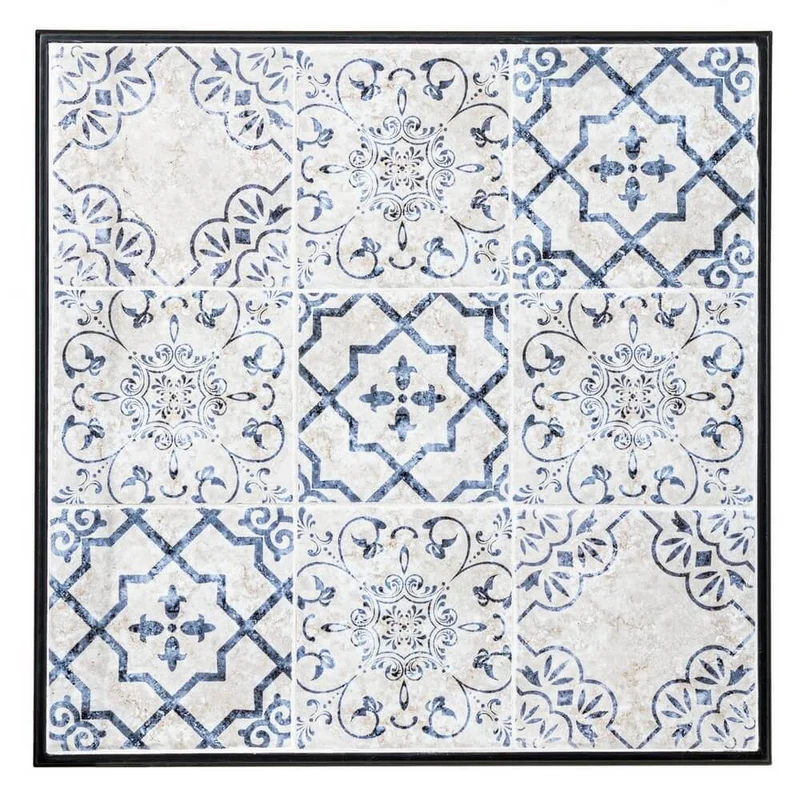 Set da 3 pezzi tavolo quadrato e sedie pieghevoli in acciaio con ceramica da esterno - BYZANTINE