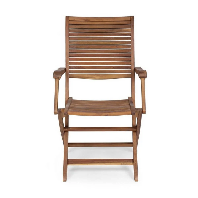 Set di 2 Sedie Pieghevoli con Braccioli in Legno di Acacia da Giardino - SERENITY