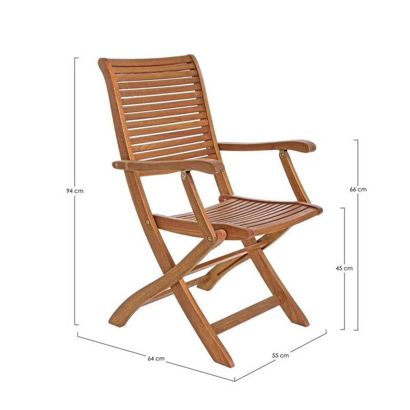 Set di 2 Sedie Pieghevoli con Braccioli in Legno di Acacia da Giardino - SERENITY