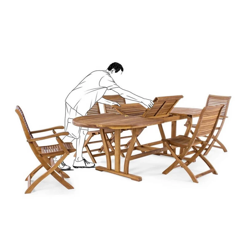 Set di 2 Sedie Pieghevoli con Braccioli in Legno di Acacia da Giardino - SERENITY