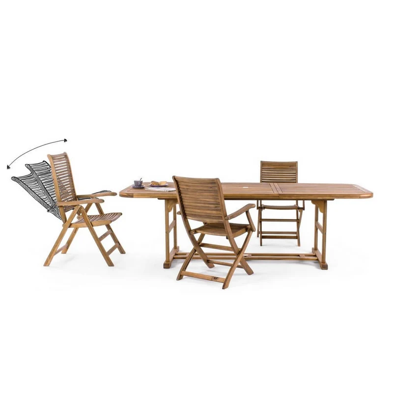 Set di 2 Sedie Pieghevoli con Braccioli in Legno di Acacia da Giardino - SERENITY