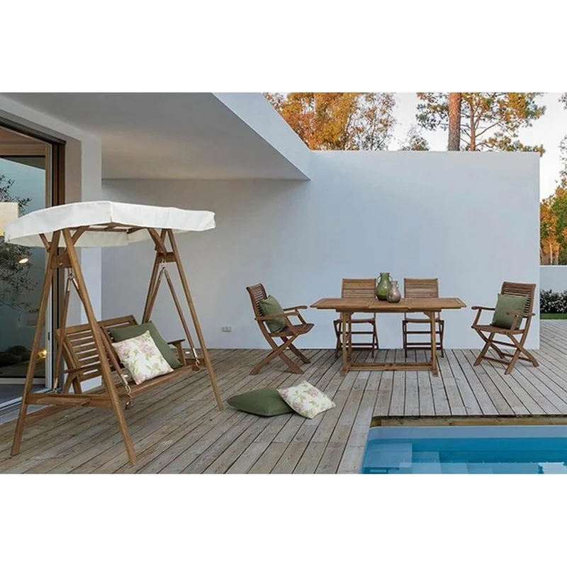 Set di 2 Sedie Pieghevoli con Braccioli in Legno di Acacia da Giardino - SERENITY