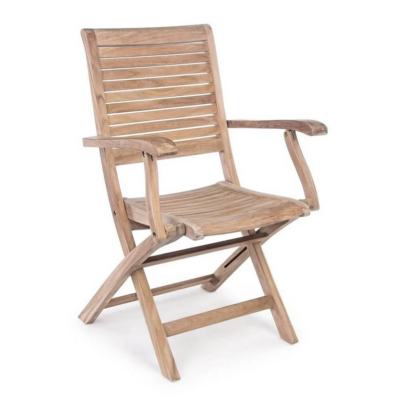 Set di 2 Sedie Pieghevoli con Braccioli in Legno Teak - CHARMING