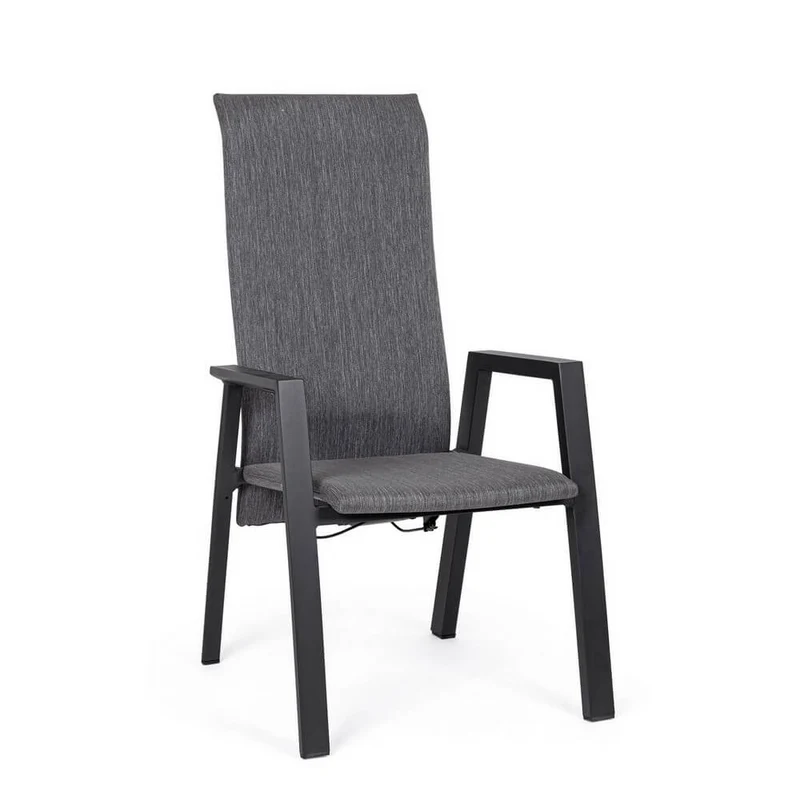 Set di 4 Sedie da Esterno con Braccioli e Schienale Reclinabile in Alluminio - ENDURING