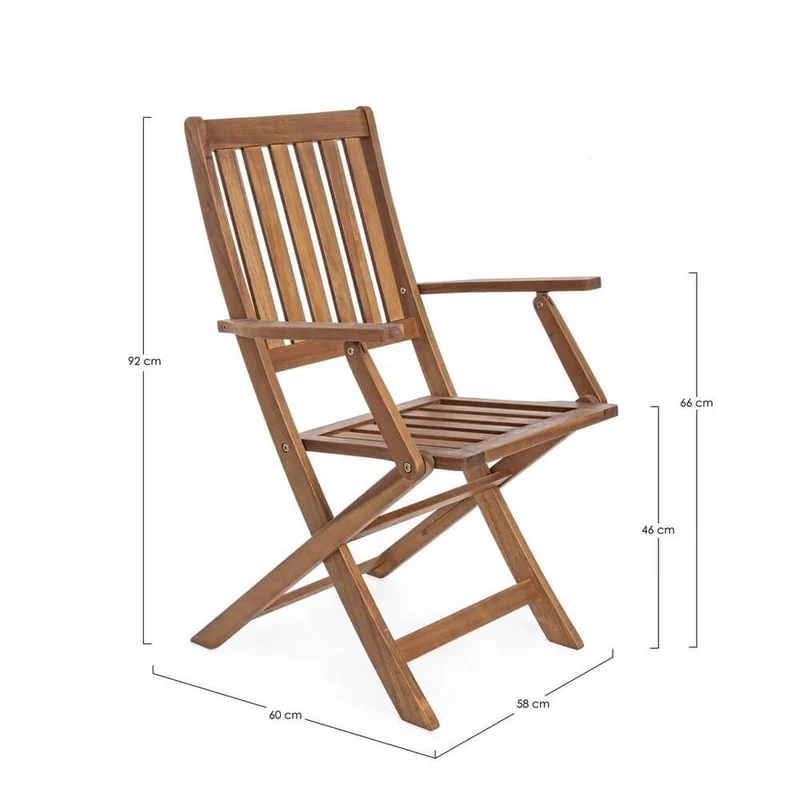 Set di 2 Sedie Pieghevoli con Braccioli in Legno di Acacia - SERENITY