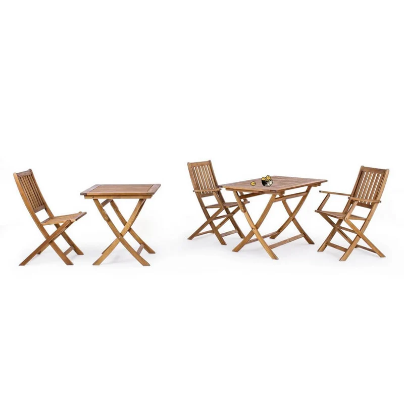 Set di 2 Sedie Pieghevoli con Braccioli in Legno di Acacia - SERENITY