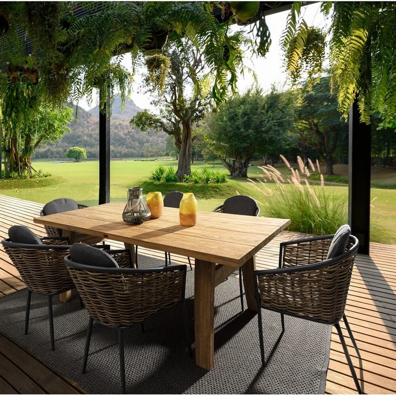 Set di 4 Sedie da Giardino con Braccioli e Cuscini in Alluminio e Fibra Sintetica Intrecciata - BEAUTIFUL