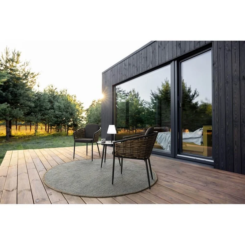 Set di 4 Sedie da Giardino con Braccioli e Cuscini in Alluminio e Fibra Sintetica Intrecciata - BEAUTIFUL