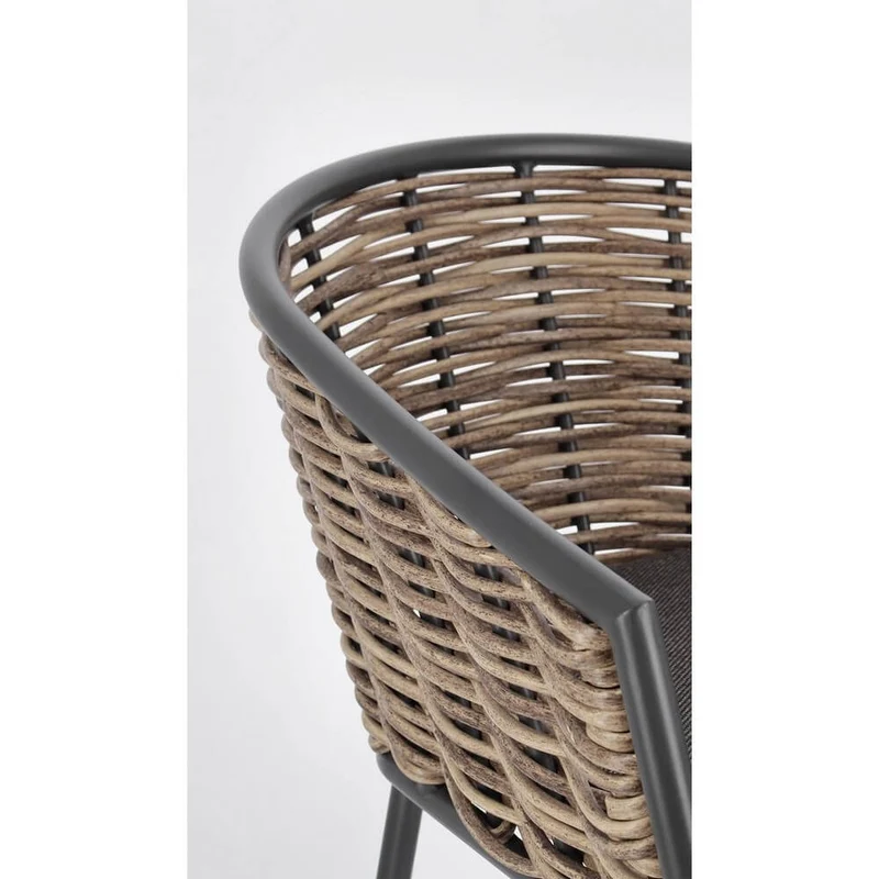 Set di 4 Sedie da Giardino con Braccioli e Cuscini in Alluminio e Fibra Sintetica Intrecciata - BEAUTIFUL