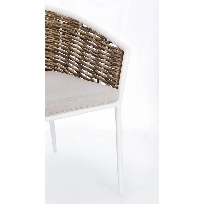 Set di 4 Sedie da Giardino con Braccioli e Cuscini in Alluminio e Fibra Sintetica Intrecciata - BEAUTIFUL