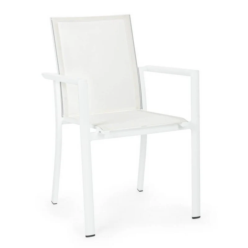 Set di 4 Sedie da Giardino con Braccioli in Alluminio e Textilene - STRONG