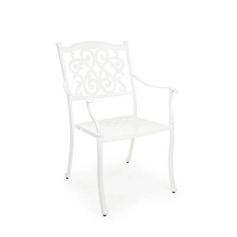 Set di 4 Sedie da Giardino con Braccioli in Alluminio Pressofuso - CLASSIC