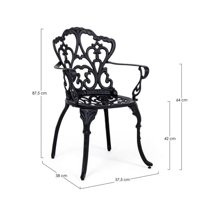 Set di 2 Sedie con Braccioli da Giardino in Alluminio Pressofuso Stile Vittoriano - CLASSIC