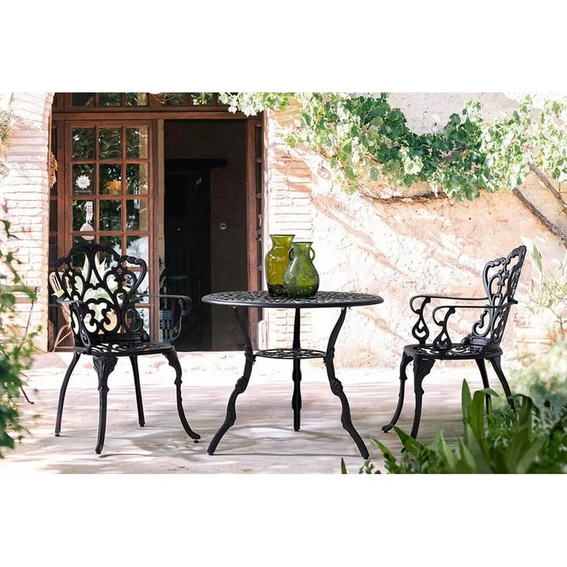 Set di 2 Sedie con Braccioli da Giardino in Alluminio Pressofuso Stile Vittoriano - CLASSIC