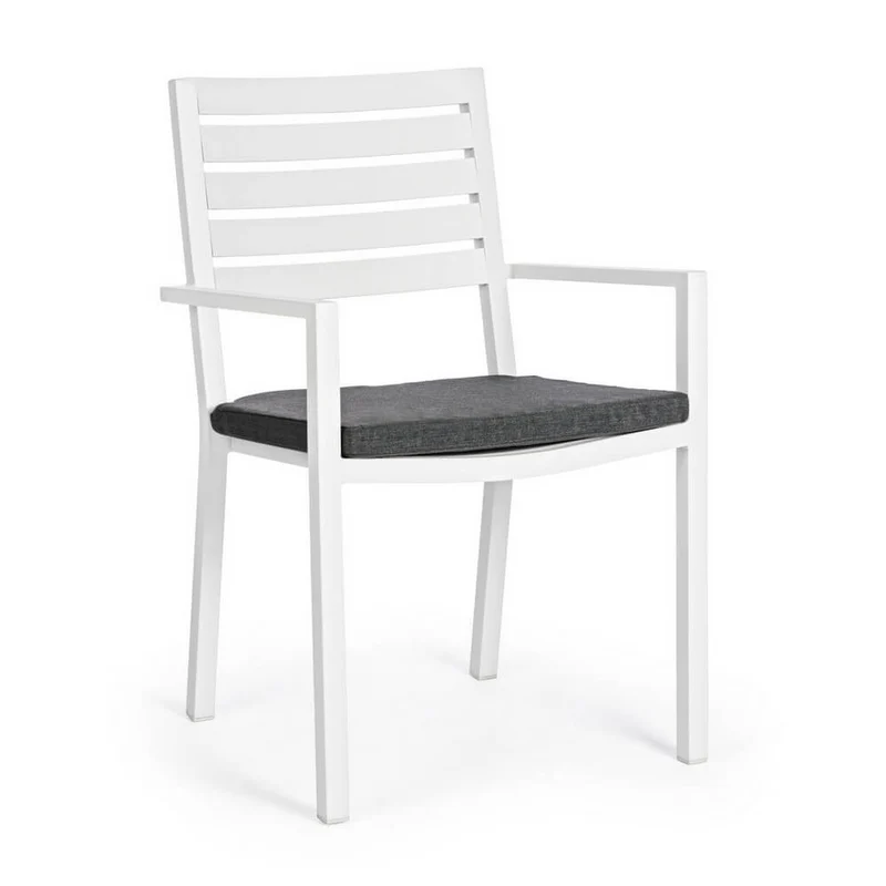 Set di 4 Sedie da Esterno in Alluminio con Braccioli e Cuscino - HEAVENLY