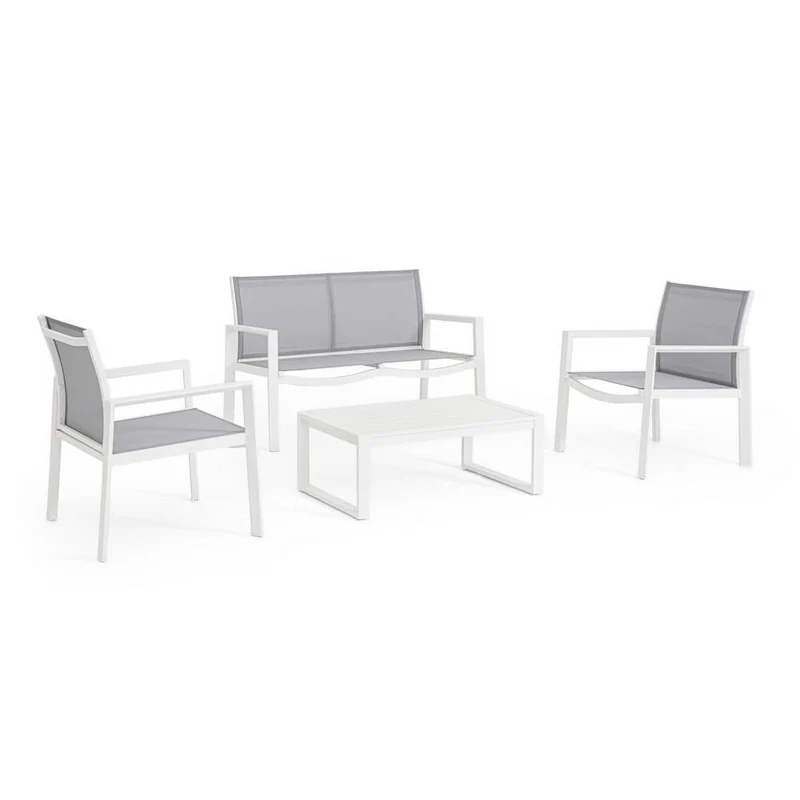 Set da 4 pezzi salotto da giardino in alluminio e textilene - QUIETUDE