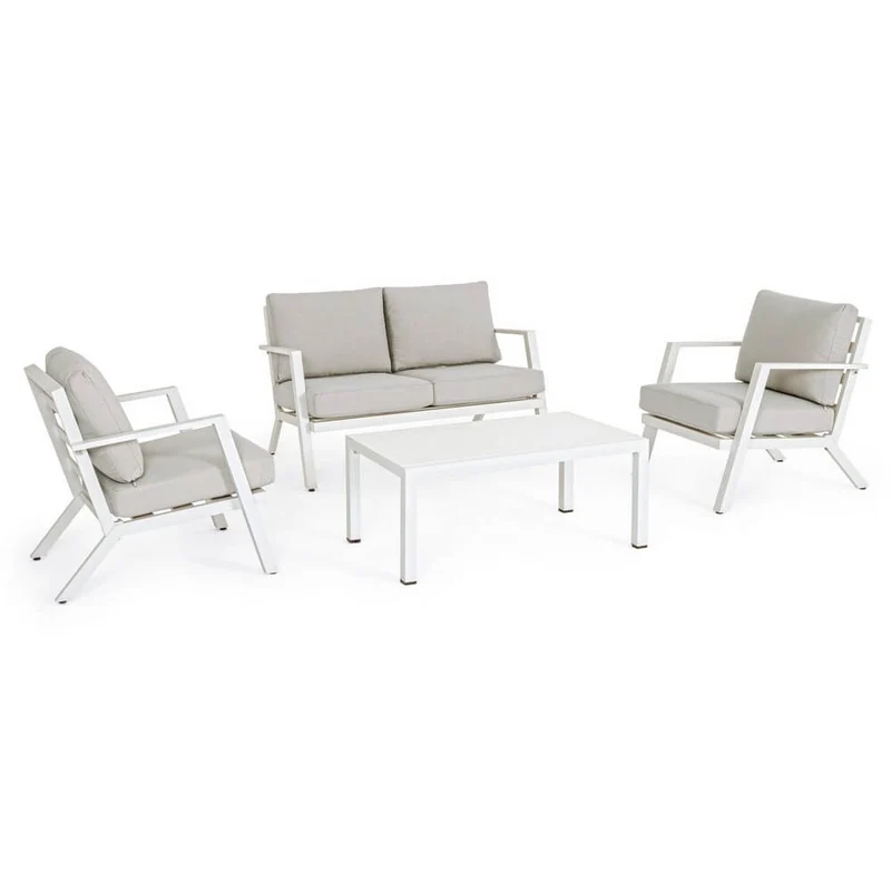 Set salotto da giardino in alluminio con cuscini 4 pezzi - ADVENTUROUS