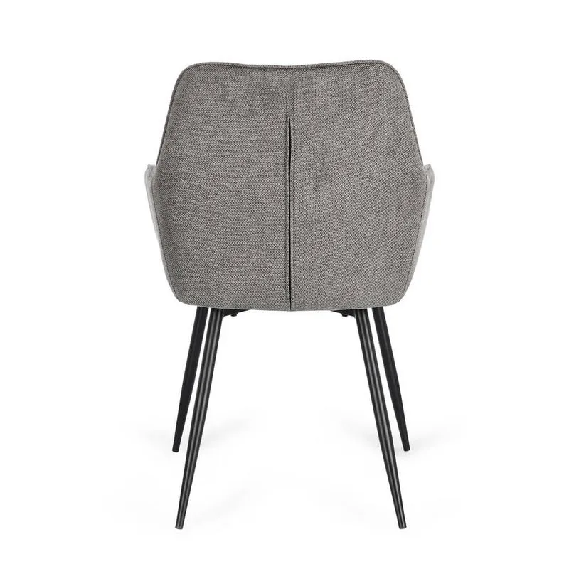 Set di 2 Sedie con Braccioli Imbottite in Tessuto Gambe in Acciaio - KYLE
