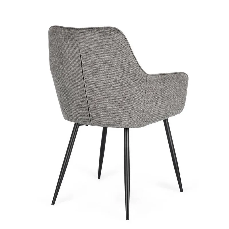 Set di 2 Sedie con Braccioli Imbottite in Tessuto Gambe in Acciaio - KYLE