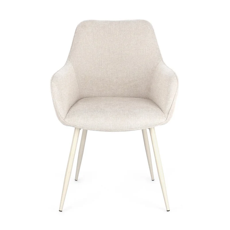 Set di 2 Sedie con Braccioli Imbottite in Tessuto Gambe in Acciaio - KYLE