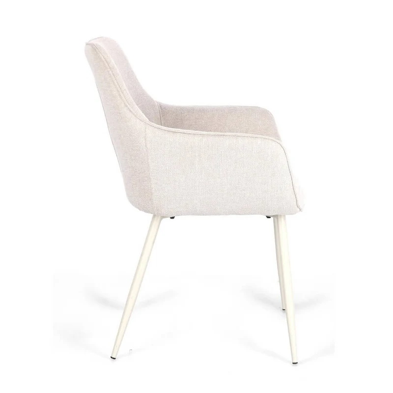 Set di 2 Sedie con Braccioli Imbottite in Tessuto Gambe in Acciaio - KYLE